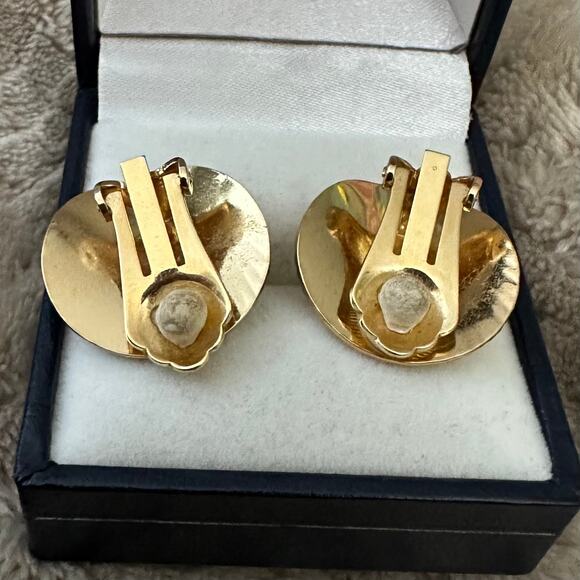 Vintage Christian Dior Germany Gold Tone Clip On Earrings - Picture 7 of 9